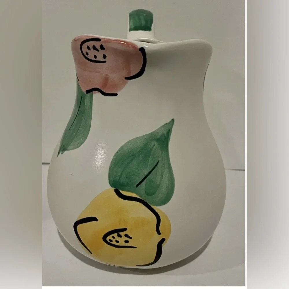Pier 1 Hand painted Portugal White Large Florals Vase